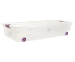 60-Quart Clear Underbed Wheeled Latch Storage Tote 