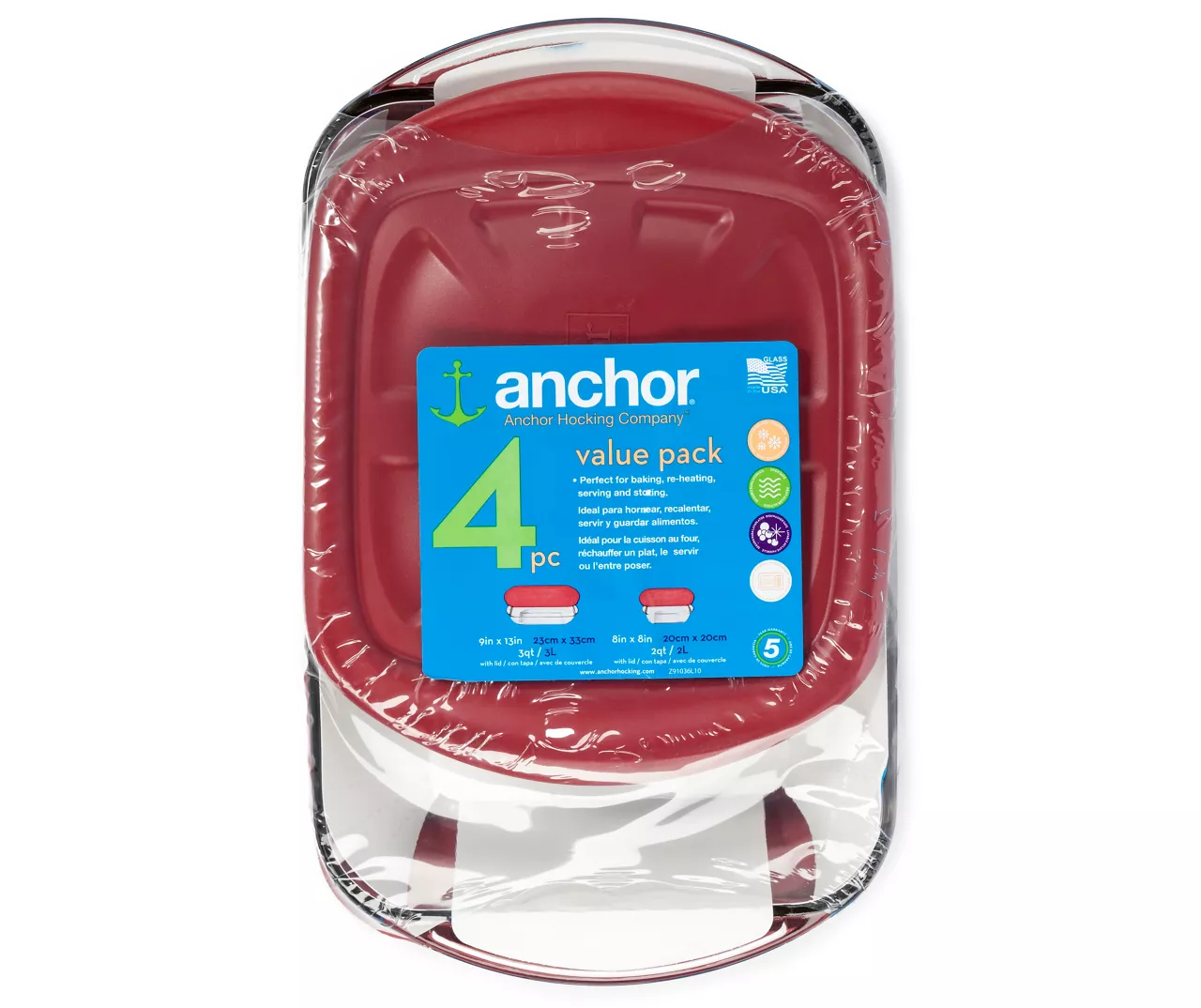 Value Pack Glass Bake Set With Lids, 4-Piece 2 Value Pack Glass Bake Set With Lids, 4-Piece - Image 2