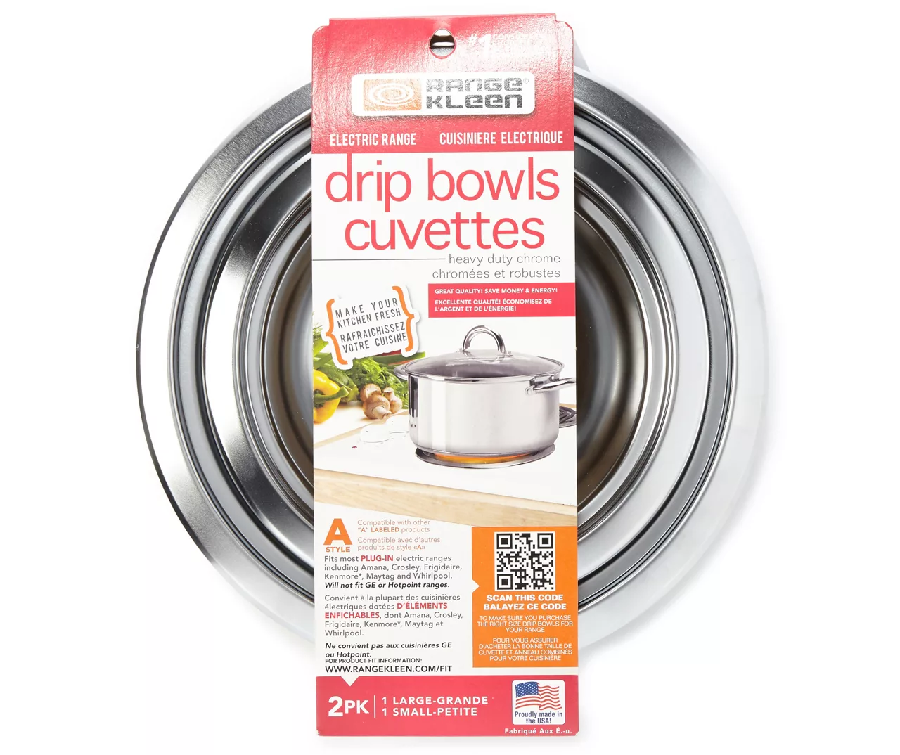 Style A Chrome Drip Bowls, 2-Pack 1 Style A Chrome Drip Bowls, 2-Pack