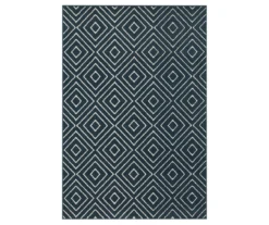 Pamala Navy Diamond Pattern Area Rug, (5'3" X 7'6")