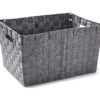 Large Gray Woven Strap Storage Bin