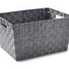 X-Large Gray Woven Strap Storage Bin