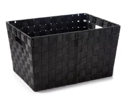 Large Black Woven Strap Storage Bin