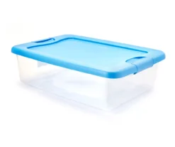Clear & Summer Blue Latching Storage Tote -Cuisinart Store 810390814 A0 1