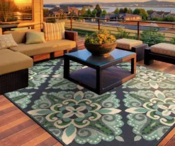 Capri Blue & Green Outdoor Area Rug, (6'7" X 9'6") 5 Capri Blue & Green Outdoor Area Rug, (6'7" X 9'6") -Cuisinart Store 810413025 2