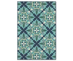 Capri Blue & Green Outdoor Area Rug, (6'7" X 9'6")