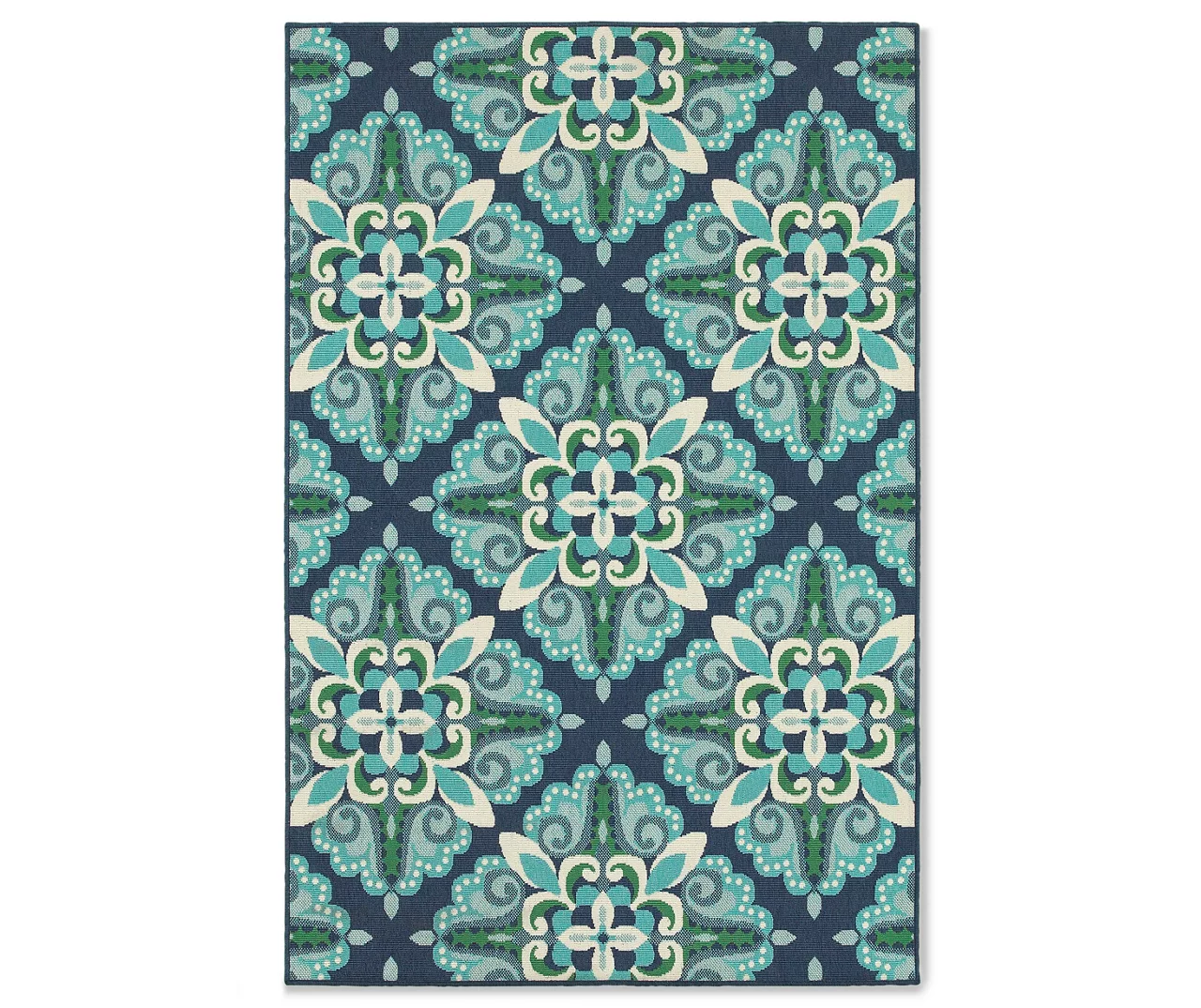 Capri Blue & Green Outdoor Area Rug, (6'7" X 9'6") 1 Capri Blue & Green Outdoor Area Rug, (6'7" X 9'6")