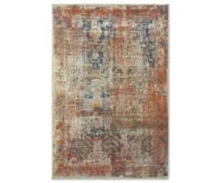 Myia Orange & Blue Abstract Area Rug, (3'10" X 5'5")