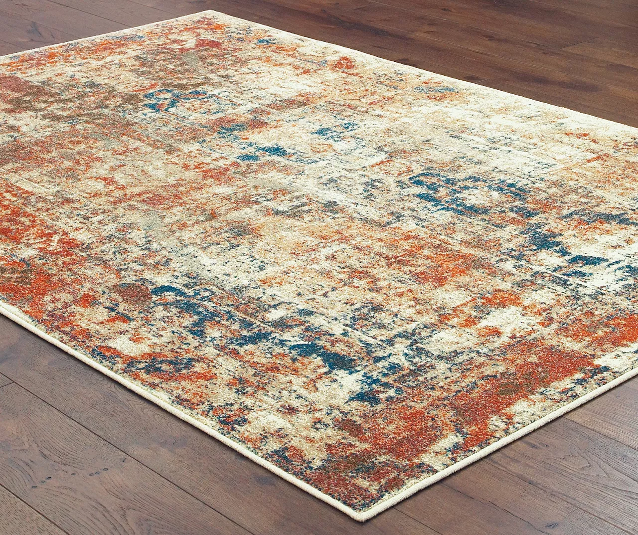 Myia Orange & Blue Abstract Area Rug, (3'10" X 5'5") 4 Myia Orange & Blue Abstract Area Rug, (3'10" X 5'5") - Image 4
