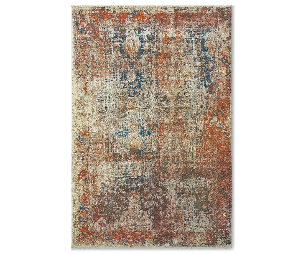 Myia Orange & Blue Abstract Area Rug, (3'10" X 5'5") 1 Myia Orange & Blue Abstract Area Rug, (3'10" X 5'5")