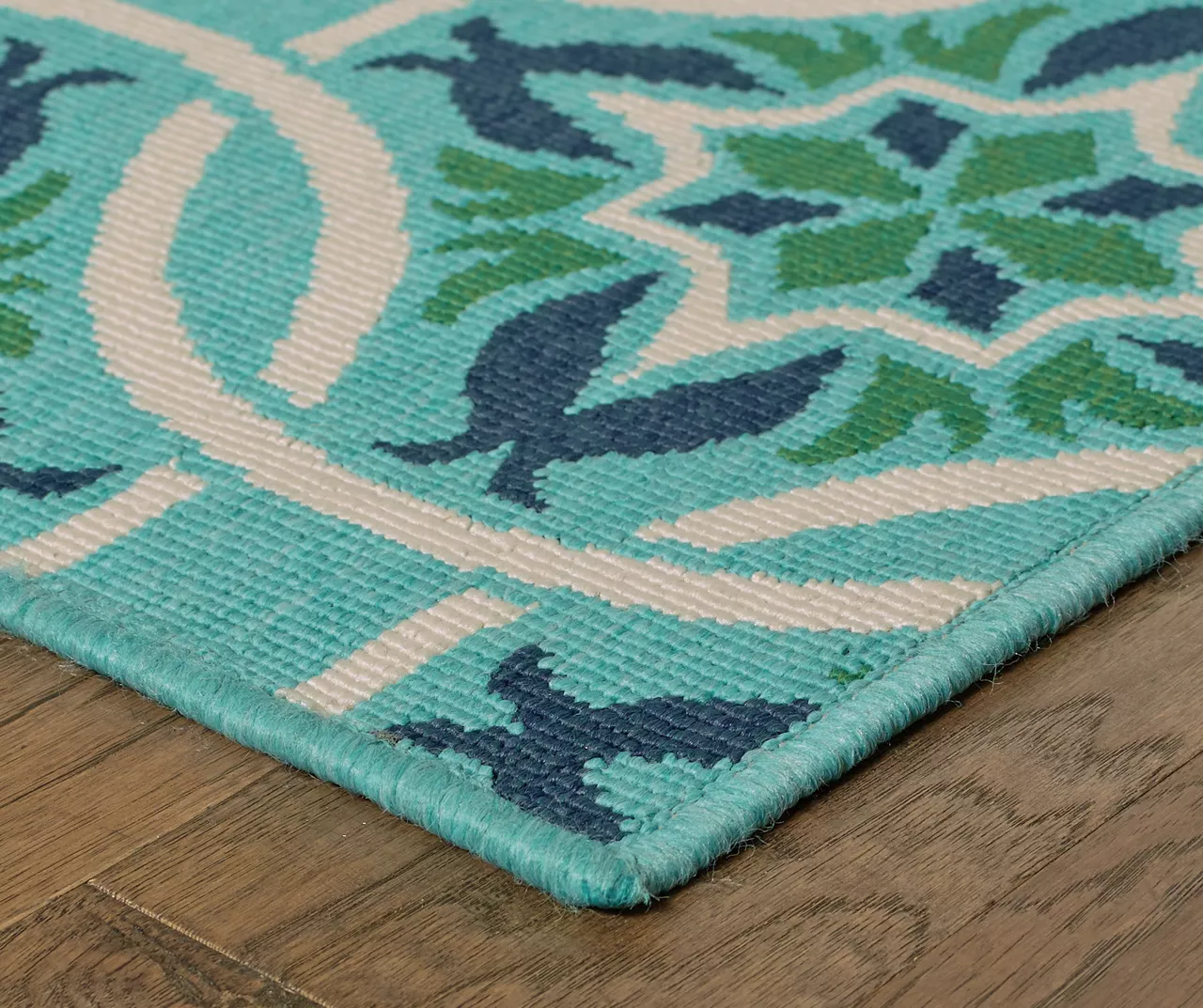 Halsey Blue & Green Outdoor Area Rug, (5'3" X 7'6") 3 Halsey Blue & Green Outdoor Area Rug, (5'3" X 7'6") - Image 3