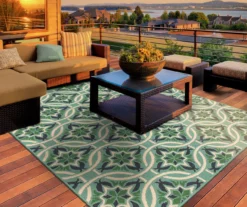 Halsey Blue & Green Outdoor Area Rug, (5'3" X 7'6") 13 Halsey Blue & Green Outdoor Area Rug, (5'3" X 7'6") -Cuisinart Store 810413050 6