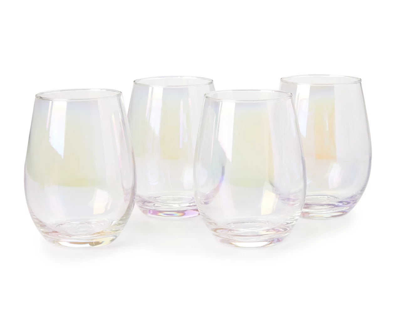 Radiance White Pearl 4-Piece Blue Luster Stemless Wine Glass Set 2 Radiance White Pearl 4-Piece Blue Luster Stemless Wine Glass Set - Image 2