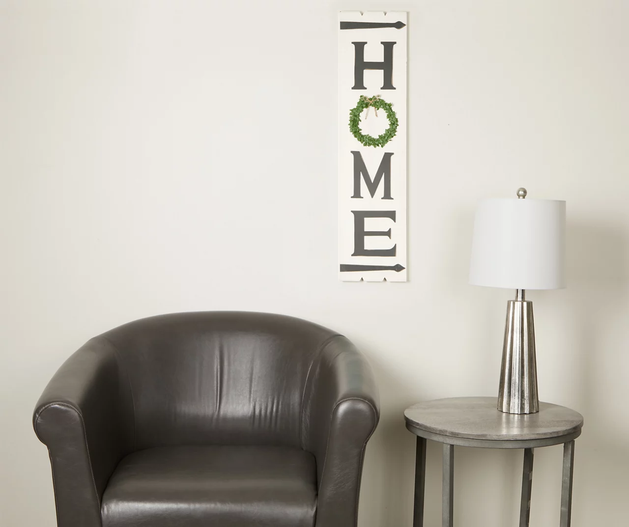 "Home" Wreath Whitewash Long Wall Plaque 3 "Home" Wreath Whitewash Long Wall Plaque - Image 3