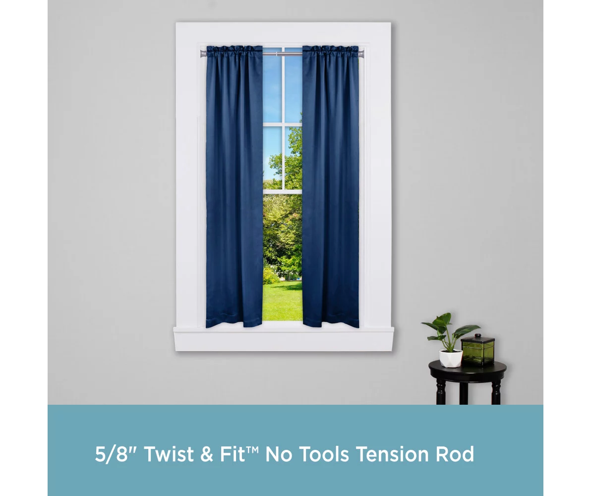 Graphite Twist & Fit No Tools Tension Window Curtain Rod, (28" - 48") 2 Graphite Twist & Fit No Tools Tension Window Curtain Rod, (28" - 48") - Image 2