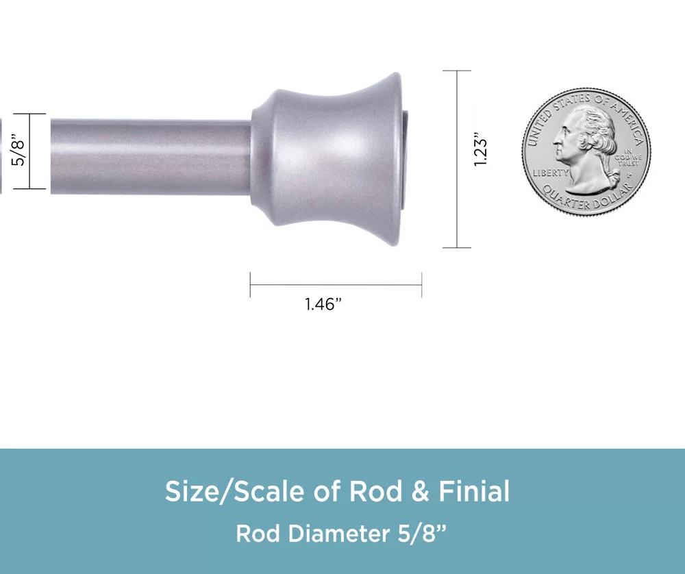Graphite Twist & Fit No Tools Tension Window Curtain Rod, (28" - 48") 3 Graphite Twist & Fit No Tools Tension Window Curtain Rod, (28" - 48") - Image 3