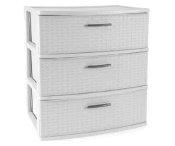 Gray 3-Drawer Wide Weave Tower