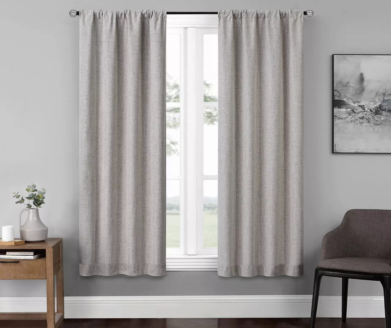 Anya Linen Blackout Rod Pocket Curtain Panel Pair, (63") 1 Anya Linen Blackout Rod Pocket Curtain Panel Pair, (63")