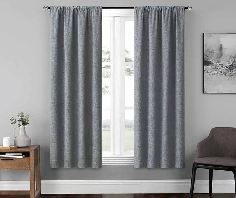 Anya Navy Blackout Rod Pocket Curtain Panel Pair, (63") 2 Anya Navy Blackout Rod Pocket Curtain Panel Pair, (63") - Image 2