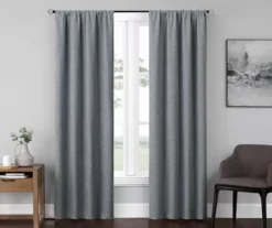 Anya Navy Blackout Rod Pocket Curtain Panel Pair, (84")