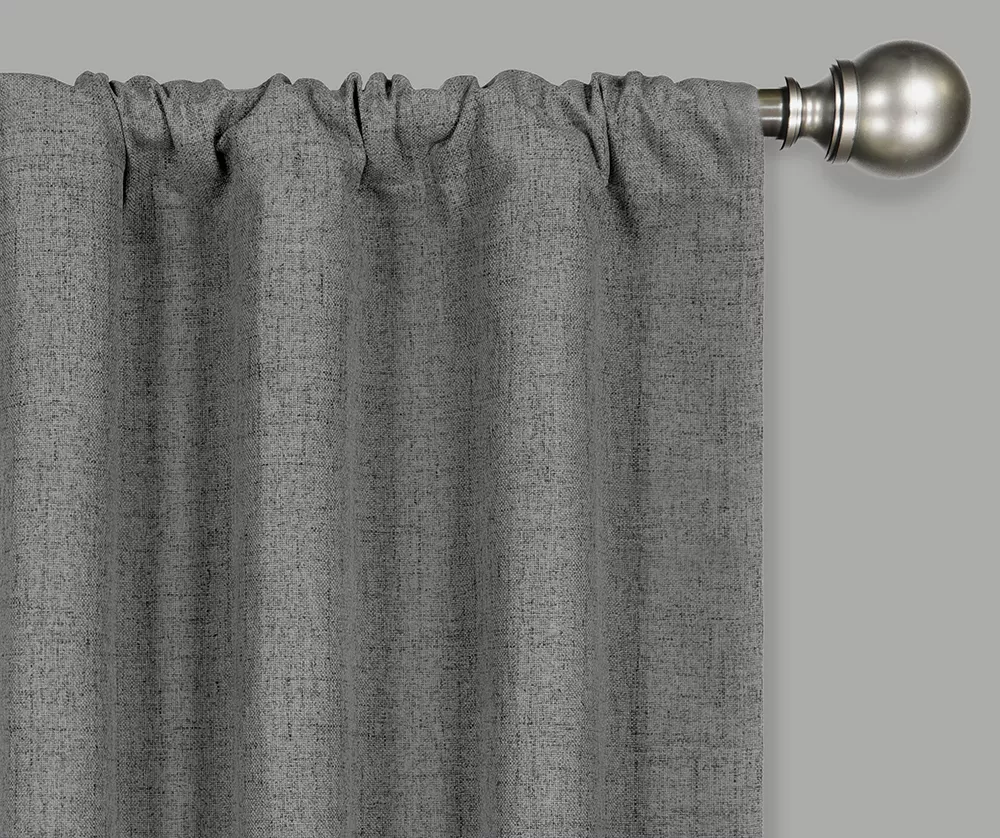 Anya Gray Blackout Rod Pocket Curtain Panel Pair, (63") 2 Anya Gray Blackout Rod Pocket Curtain Panel Pair, (63") - Image 2