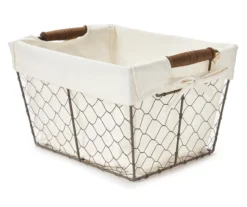 Small Chicken Wire Basket With Linen Liner