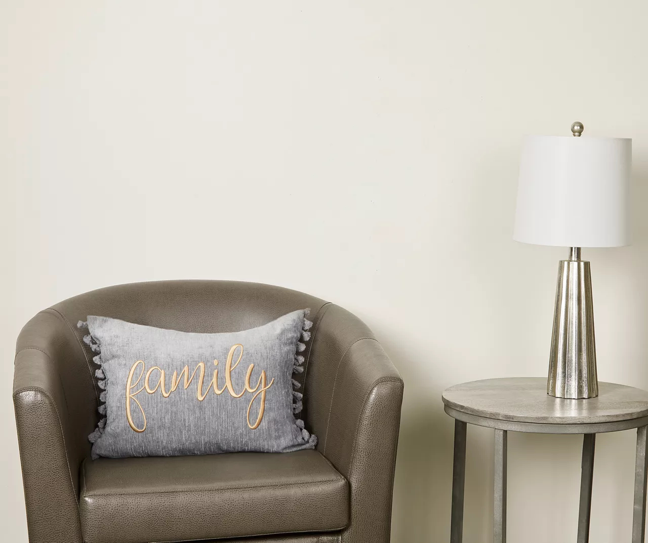 "Family" Gray Lumbar Throw Pillow 3 "Family" Gray Lumbar Throw Pillow - Image 3