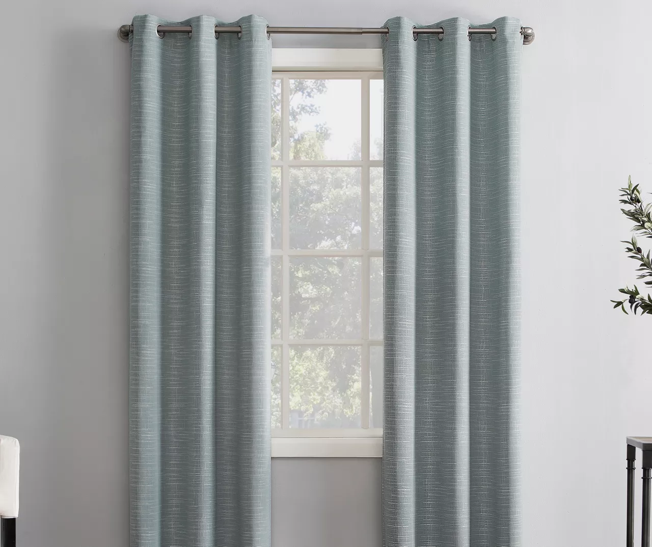 Taliyah Aqua Room-Darkening Grommet Curtain Panel, (84") 1 Taliyah Aqua Room-Darkening Grommet Curtain Panel, (84")