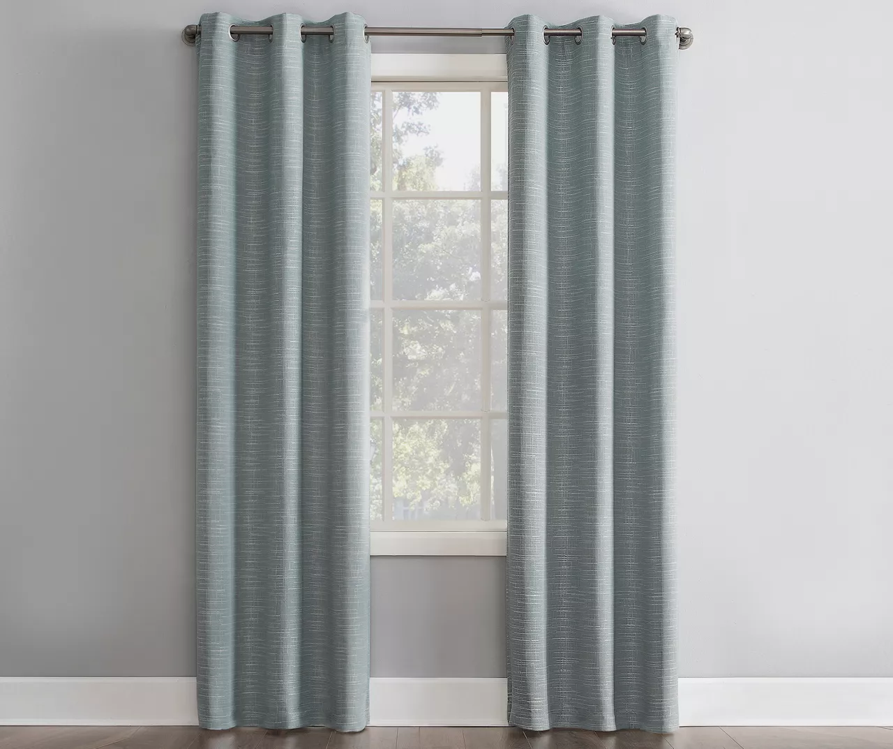 Taliyah Aqua Room-Darkening Grommet Curtain Panel, (84") 3 Taliyah Aqua Room-Darkening Grommet Curtain Panel, (84") - Image 3