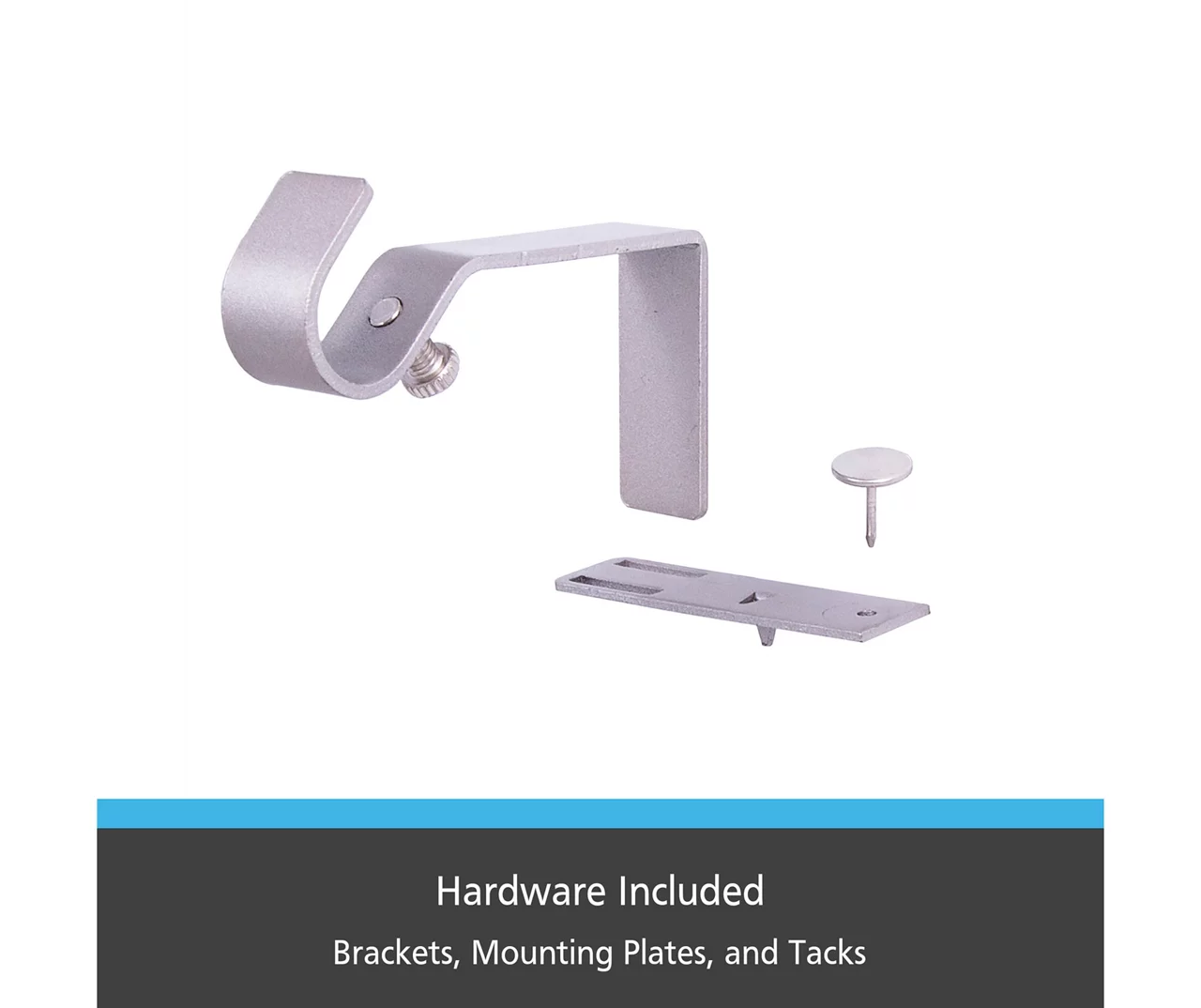 Brushed Nickel Fast Fit No Measure Curtain Rod Brackets, 2-Pack 2 Brushed Nickel Fast Fit No Measure Curtain Rod Brackets, 2-Pack - Image 2