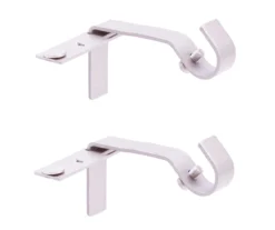 Brushed Nickel Fast Fit No Measure Curtain Rod Brackets, 2-Pack