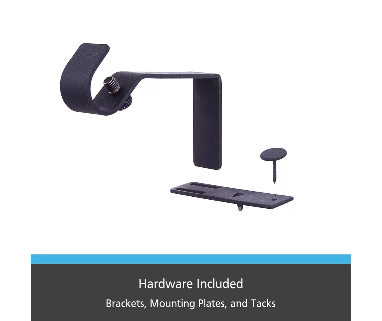 Matte Black Fast Fit No Measure Curtain Rod Brackets, 2-Pack 2 Matte Black Fast Fit No Measure Curtain Rod Brackets, 2-Pack - Image 2