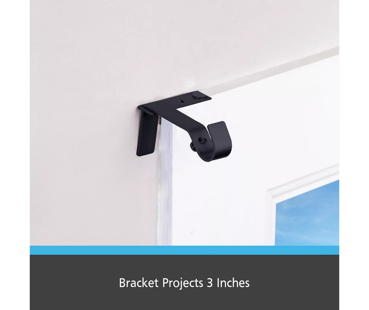 Matte Black Fast Fit No Measure Curtain Rod Brackets, 2-Pack 3 Matte Black Fast Fit No Measure Curtain Rod Brackets, 2-Pack - Image 3