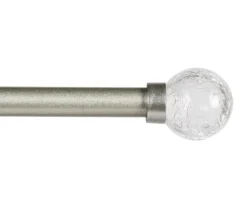 Caris Crackle Pewter Standard Decorative Window Curtain Rod, (28" - 48")
