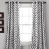 Feather Arrow Geo White & Black Room-Darkening Grommet Curtain Panel Pair, (84")