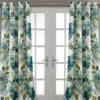 Floral Paisley Blue & Green Room-Darkening Grommet Curtain Panel Pair, (84")