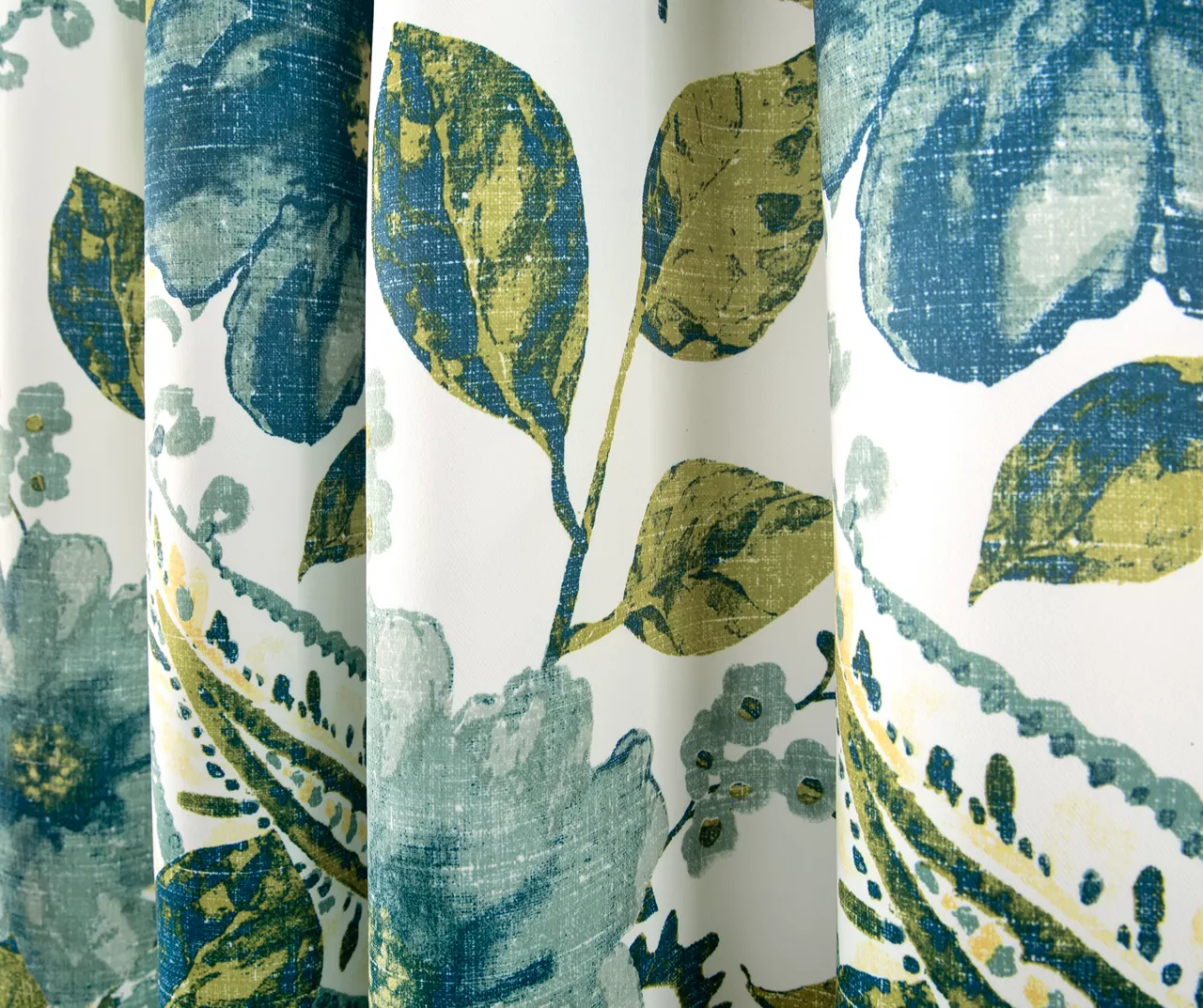 Floral Paisley Blue & Green Room-Darkening Grommet Curtain Panel Pair, (108") 4 Floral Paisley Blue & Green Room-Darkening Grommet Curtain Panel Pair, (108") - Image 4