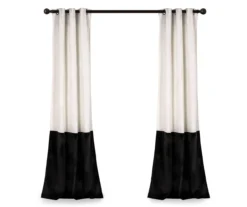 Prima Velvet Color Block White & Black Room-Darkening Grommet Curtain Panel Pair, (84") -Cuisinart Store 810468129 6