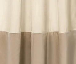 Prima Velvet Color Block Ivory & Taupe Room-Darkening Grommet Curtain Panel Pair, (84") -Cuisinart Store 810468151 2 1