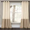 Prima Velvet Color Block Ivory & Taupe Room-Darkening Grommet Curtain Panel Pair, (84")