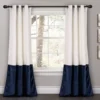 Prima Velvet Color Block White & Navy Room-Darkening Grommet Curtain Panel Pair, (84")