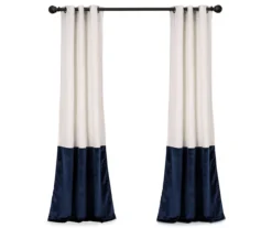 Prima Velvet Color Block White & Navy Room-Darkening Grommet Curtain Panel Pair, (84") 13 Prima Velvet Color Block White & Navy Room-Darkening Grommet Curtain Panel Pair, (84") -Cuisinart Store 810468152 6