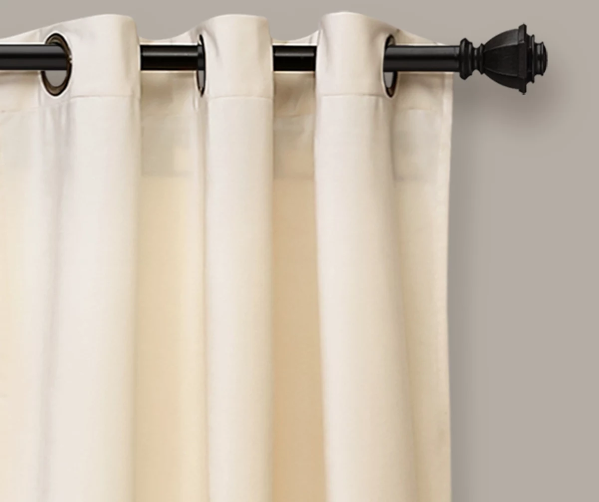 Prima Velvet Ivory Room-Darkening Grommet Curtain Panel Pair, (84") 2 Prima Velvet Ivory Room-Darkening Grommet Curtain Panel Pair, (84") - Image 2