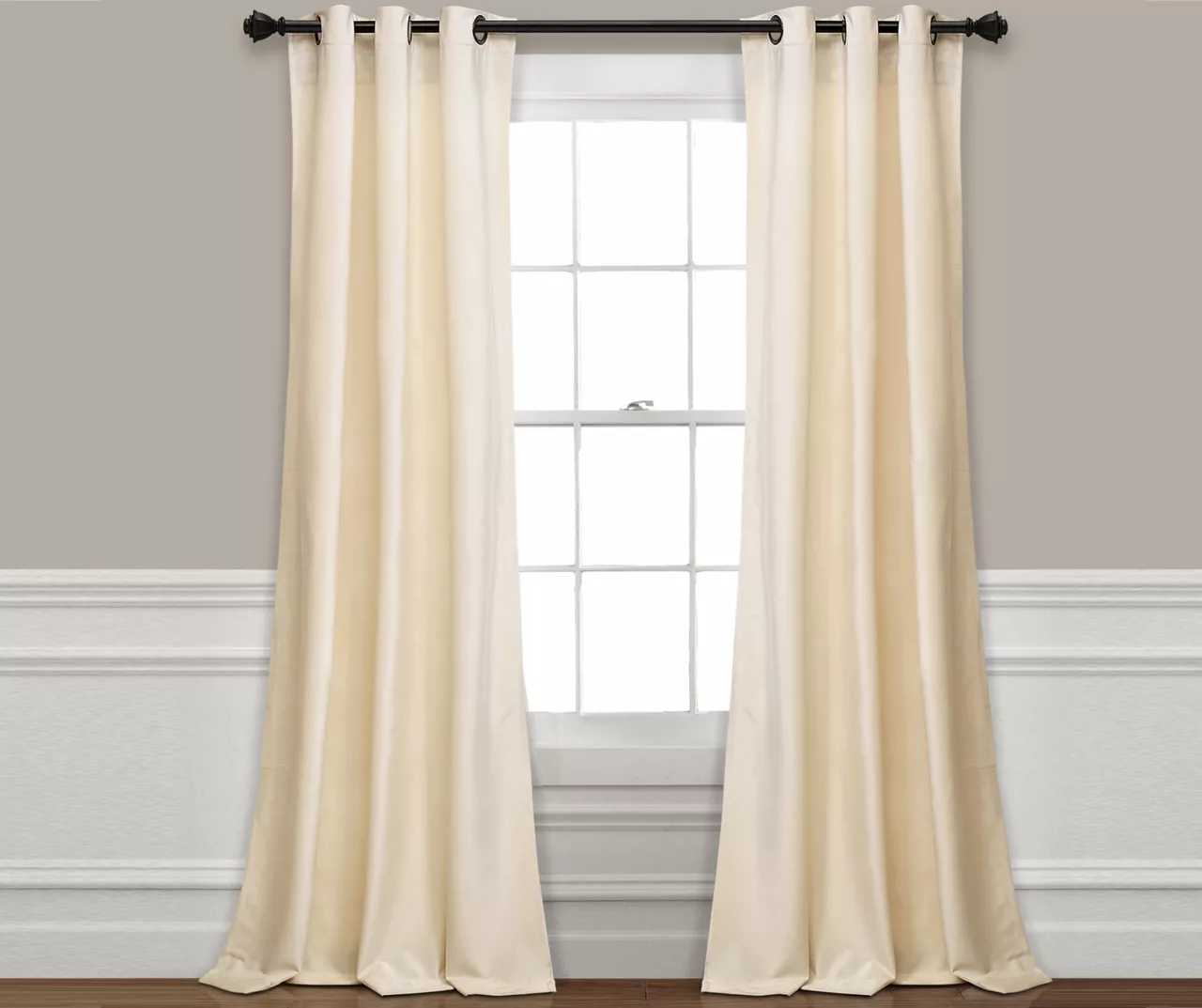 Prima Velvet Ivory Room-Darkening Grommet Curtain Panel Pair, (84") 1 Prima Velvet Ivory Room-Darkening Grommet Curtain Panel Pair, (84")