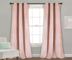 Prima Velvet Blush Room-Darkening Grommet Curtain Panel Pair, (84")