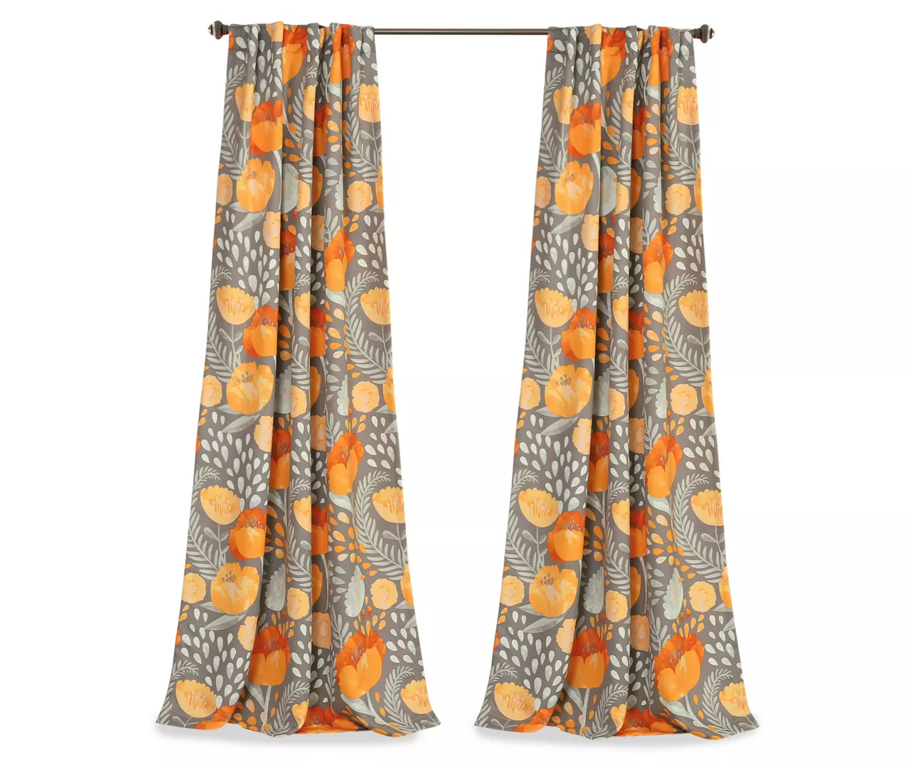 Poppy Garden Yellow & Gray Room-Darkening Back Tab Curtain Panel Pair, (84") 8 Poppy Garden Yellow & Gray Room-Darkening Back Tab Curtain Panel Pair, (84") - Image 8
