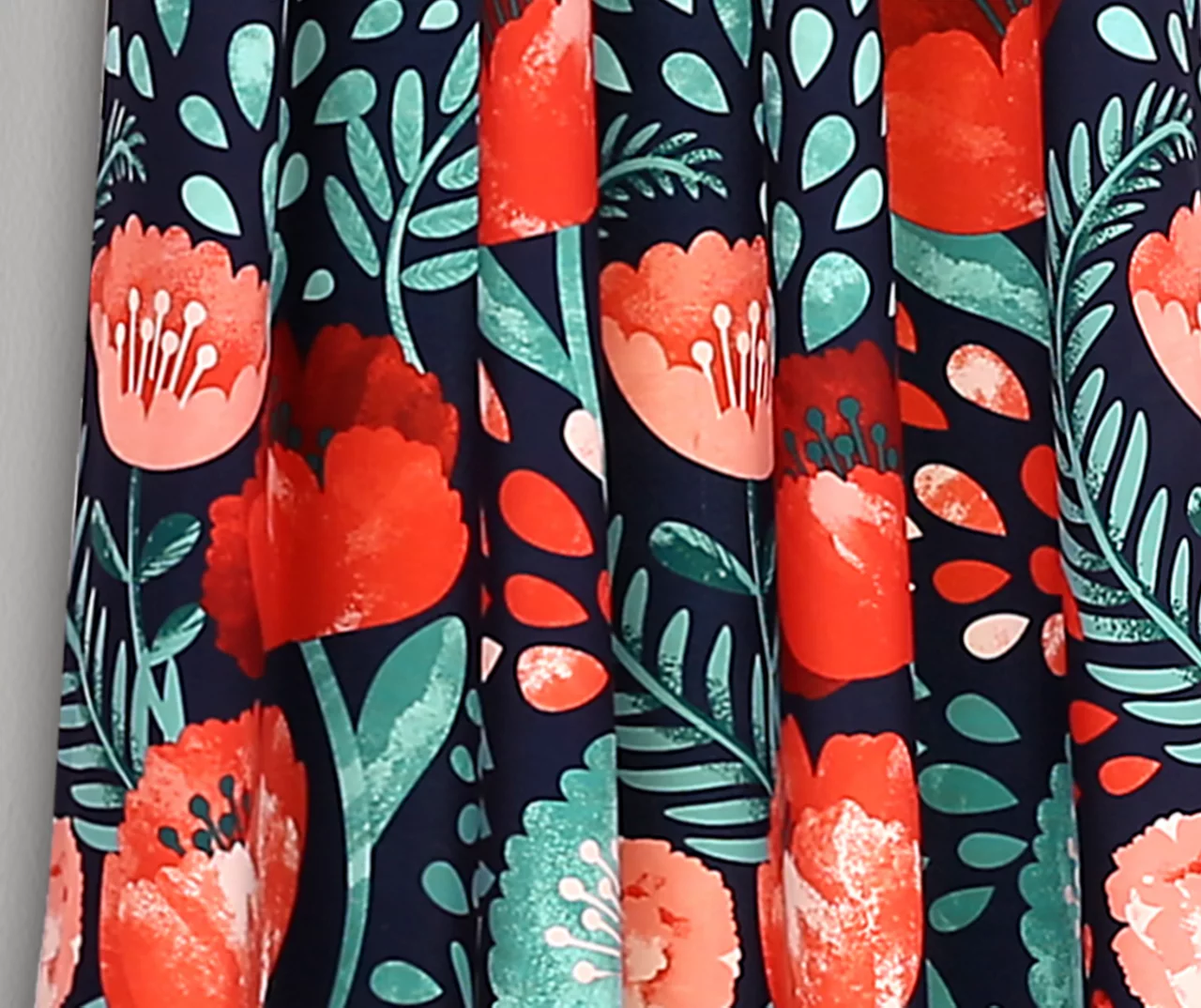 Poppy Garden Navy & Red Room-Darkening Back Tab Curtain Panel Pair, (84") 3 Poppy Garden Navy & Red Room-Darkening Back Tab Curtain Panel Pair, (84") - Image 3