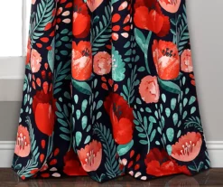 Poppy Garden Navy & Red Room-Darkening Back Tab Curtain Panel Pair, (84") 11 Poppy Garden Navy & Red Room-Darkening Back Tab Curtain Panel Pair, (84") -Cuisinart Store 810468161 3