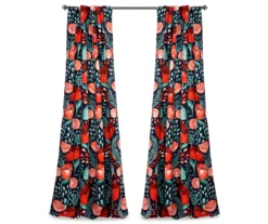 Poppy Garden Navy & Red Room-Darkening Back Tab Curtain Panel Pair, (84") 15 Poppy Garden Navy & Red Room-Darkening Back Tab Curtain Panel Pair, (84") -Cuisinart Store 810468161 7