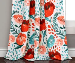 Poppy Garden Aqua & Red Room-Darkening Back Tab Curtain Panel Pair, (95") 9 Poppy Garden Aqua & Red Room-Darkening Back Tab Curtain Panel Pair, (95") -Cuisinart Store 810468163 2